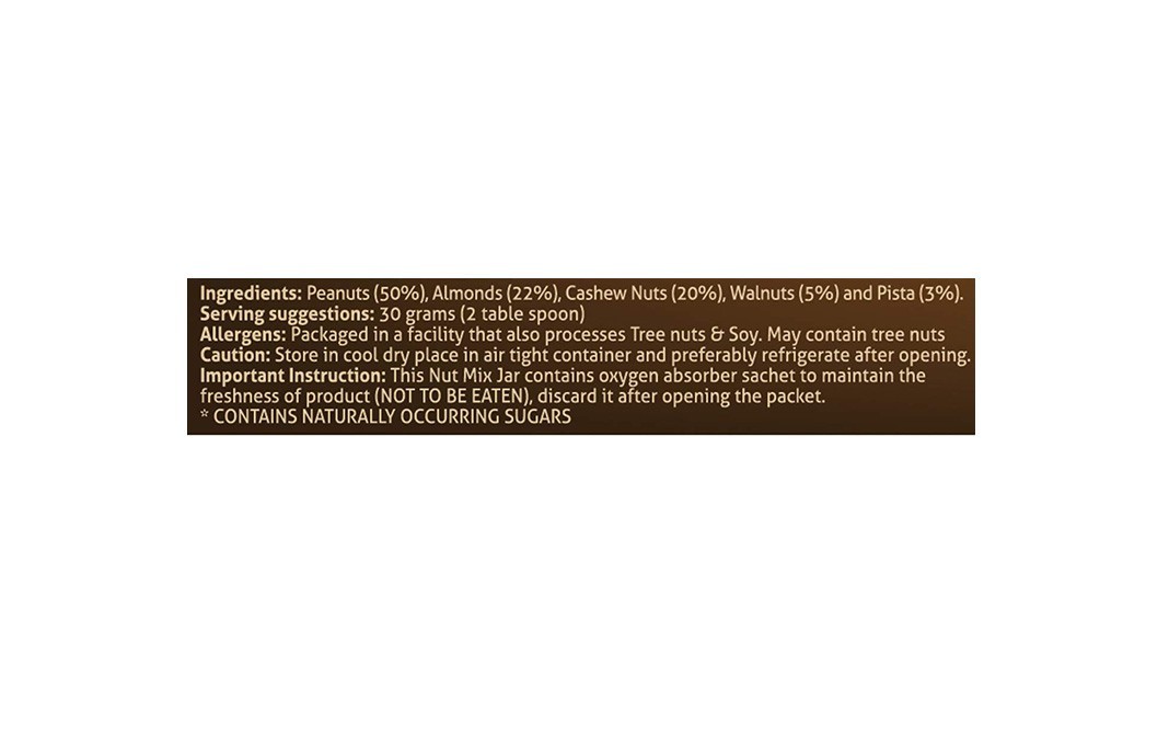 Nouriza Nutritious Nut Mix (Peanut, Almond, Cashew, Walnut & Pista)   Plastic Jar  200 grams